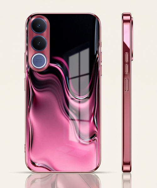 Vivo V70 FE 5G Liquid Wave Pink Electroplated Glass Phone Back Case