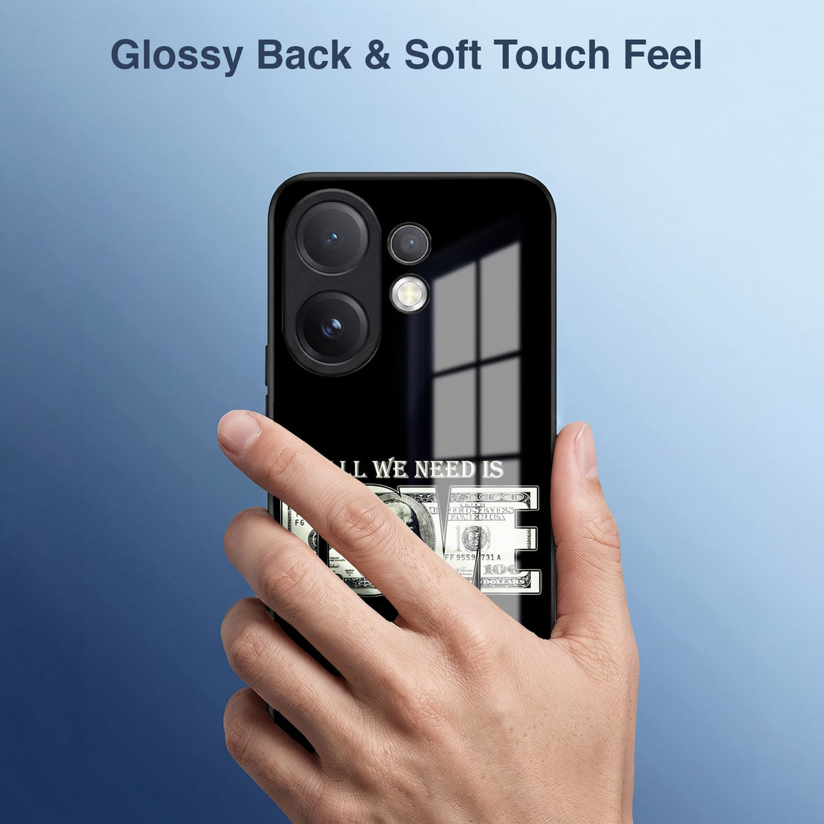 Vivo V60 5G Premium Acrylic Shockproof Glass Back Case (Money Love)