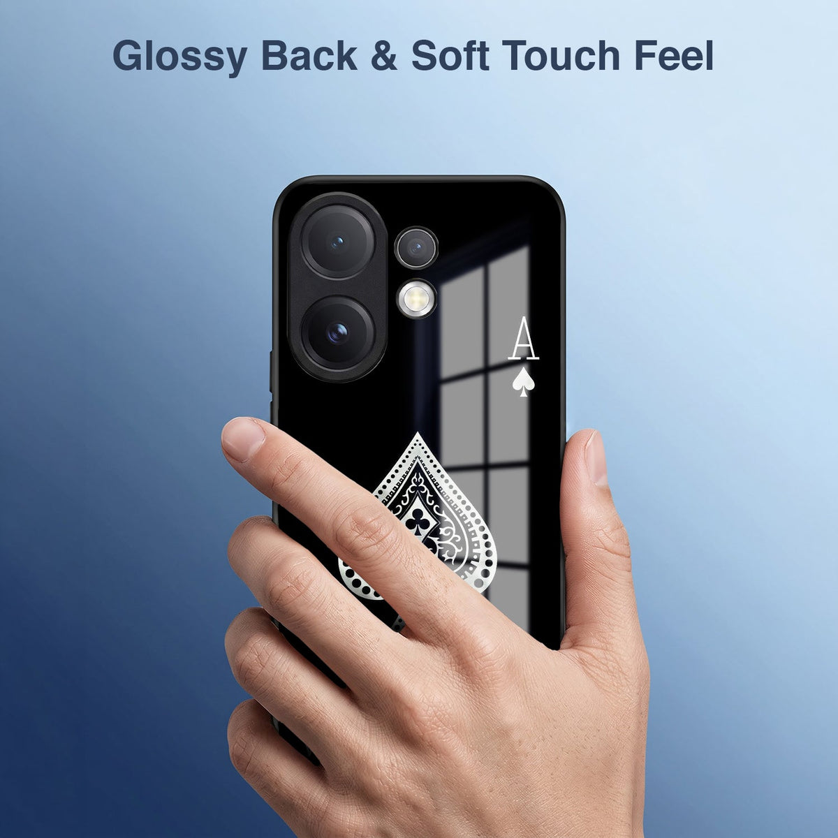 Vivo V60 5G Premium Acrylic Shockproof Glass Back Case (Black Ace)