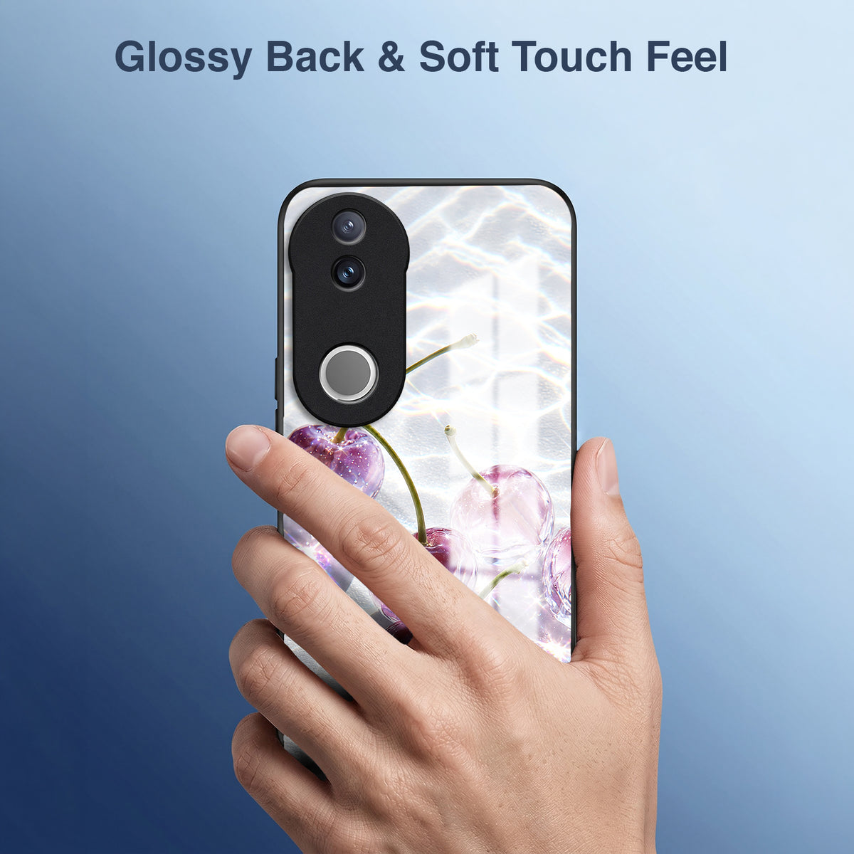 Vivo V50 5G Purple Transparent Cherry Acrylic Glass Back Case