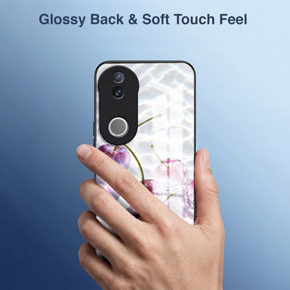 Vivo V50 5G Purple Transparent Cherry Acrylic Glass Back Case