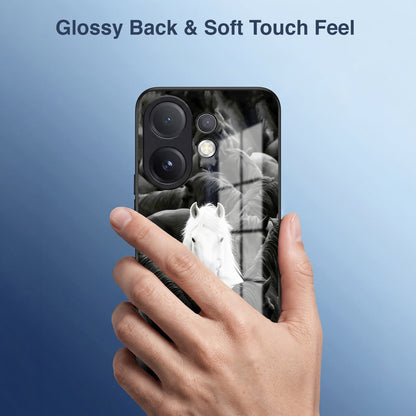Vivo V60 5G Premium Acrylic Shockproof Glass Back Case (Mystic Stallion)