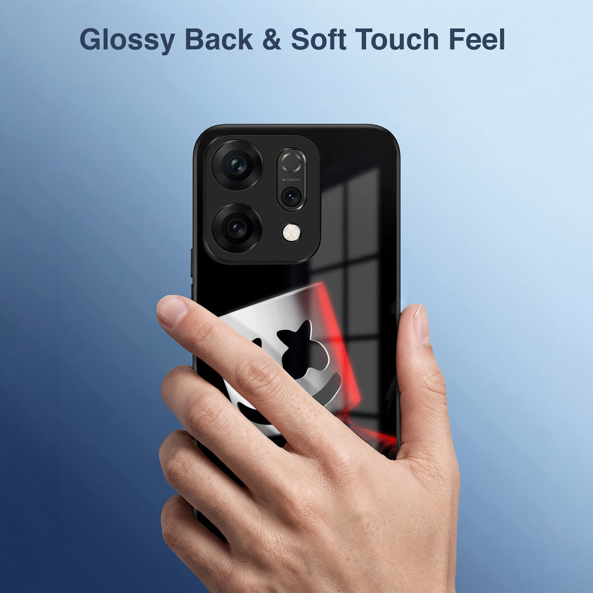 Oppo Reno 14 5G Premium Acrylic Shockproof Glass Back Case (Mask Dark)