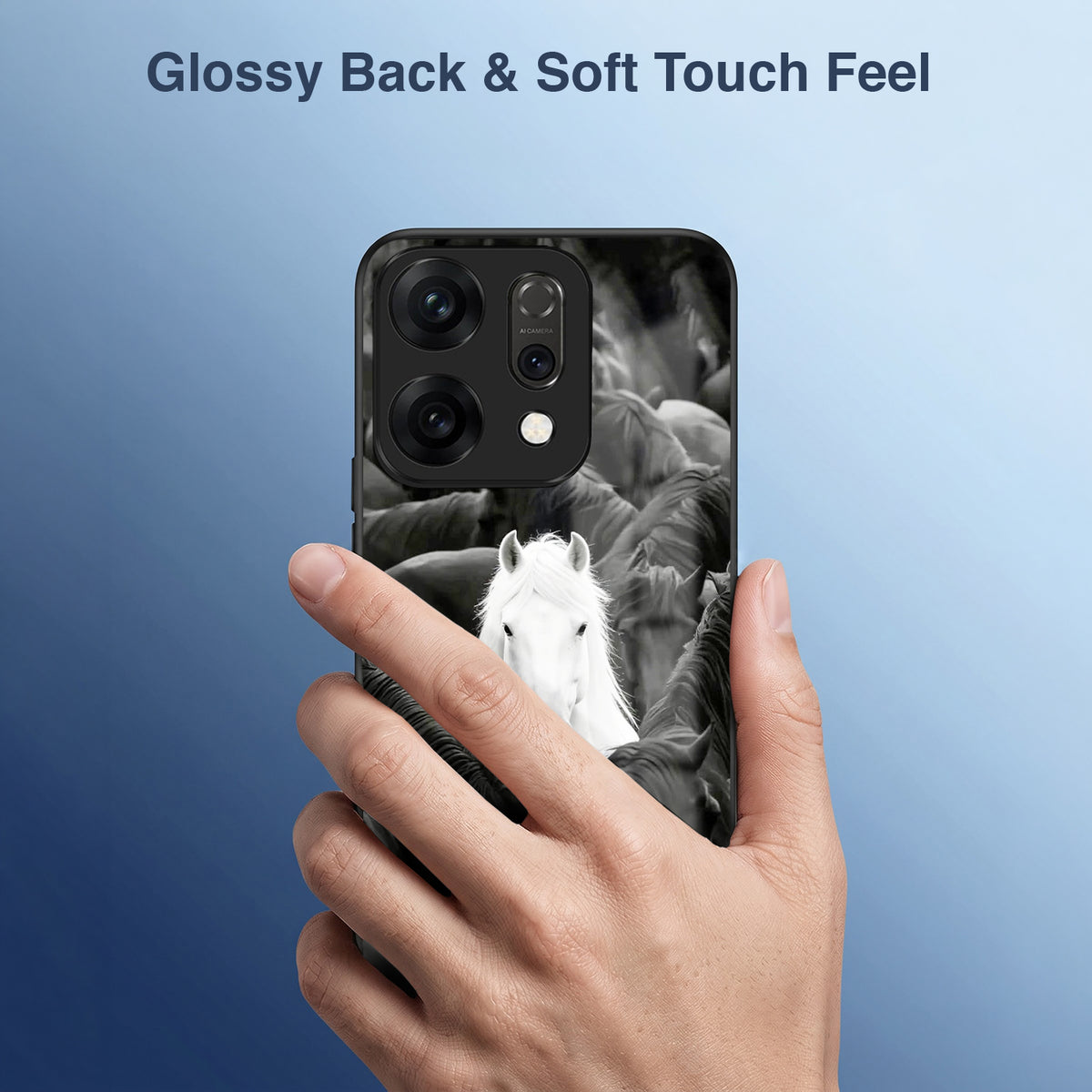 Oppo Reno 14 5G Premium Acrylic Shockproof Glass Back Case (Mystic Stallion)