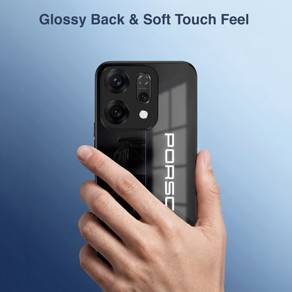 Oppo Reno 14 5G Premium Acrylic Shockproof Glass Back Case (Black Porsche)