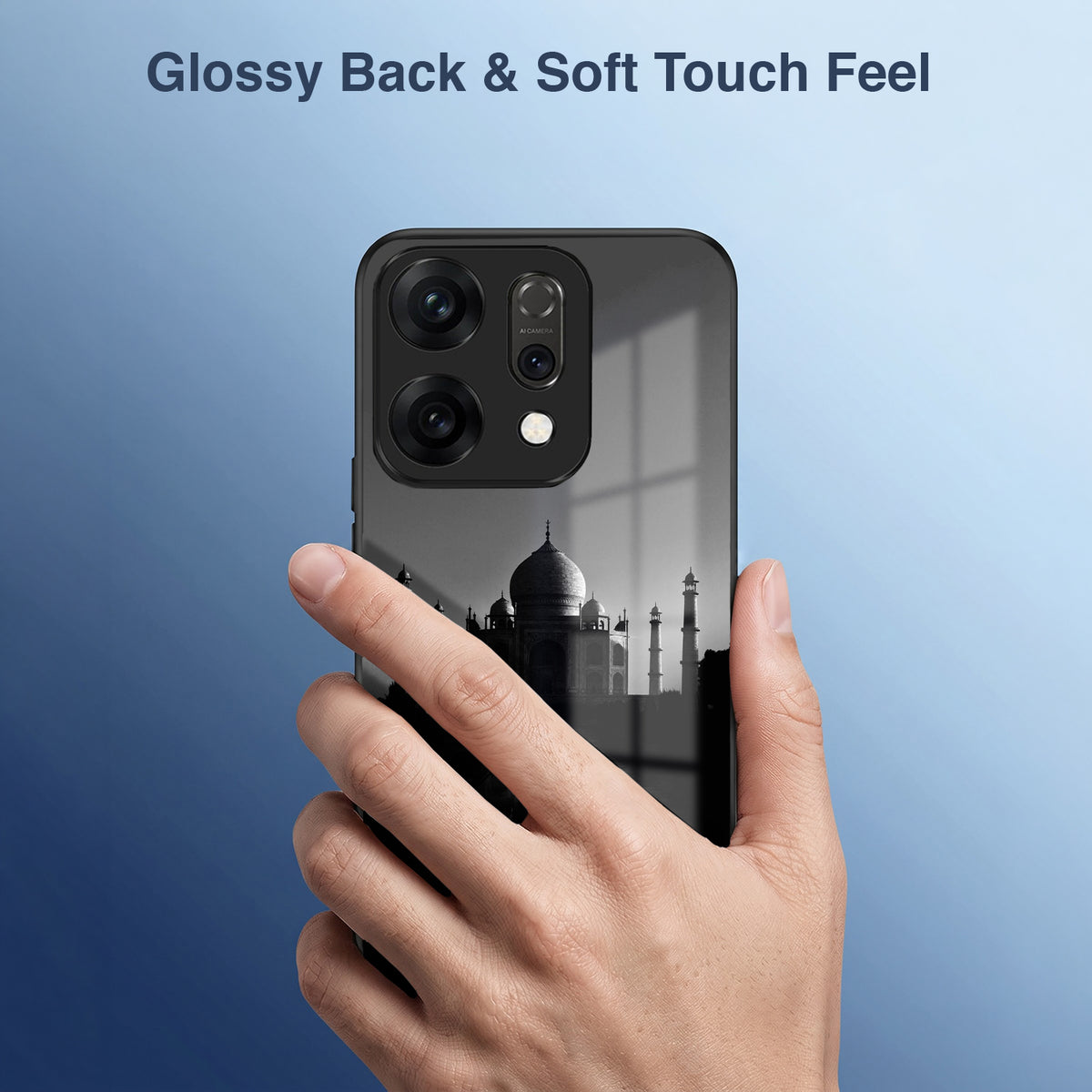 Oppo Reno 14 5G Premium Acrylic Shockproof Glass Back Case (Taj Mahal)