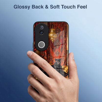 Vivo V50 5G Royal Black Panther Acrylic Glass Back Case