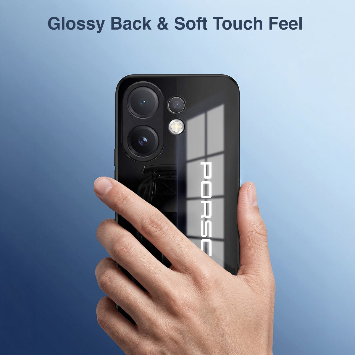 Vivo V60 5G Premium Acrylic Shockproof Glass Back Case (Black Porsche)