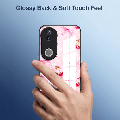 Vivo V50 5G Pink Cherry Blossom Acrylic Glass Back Case