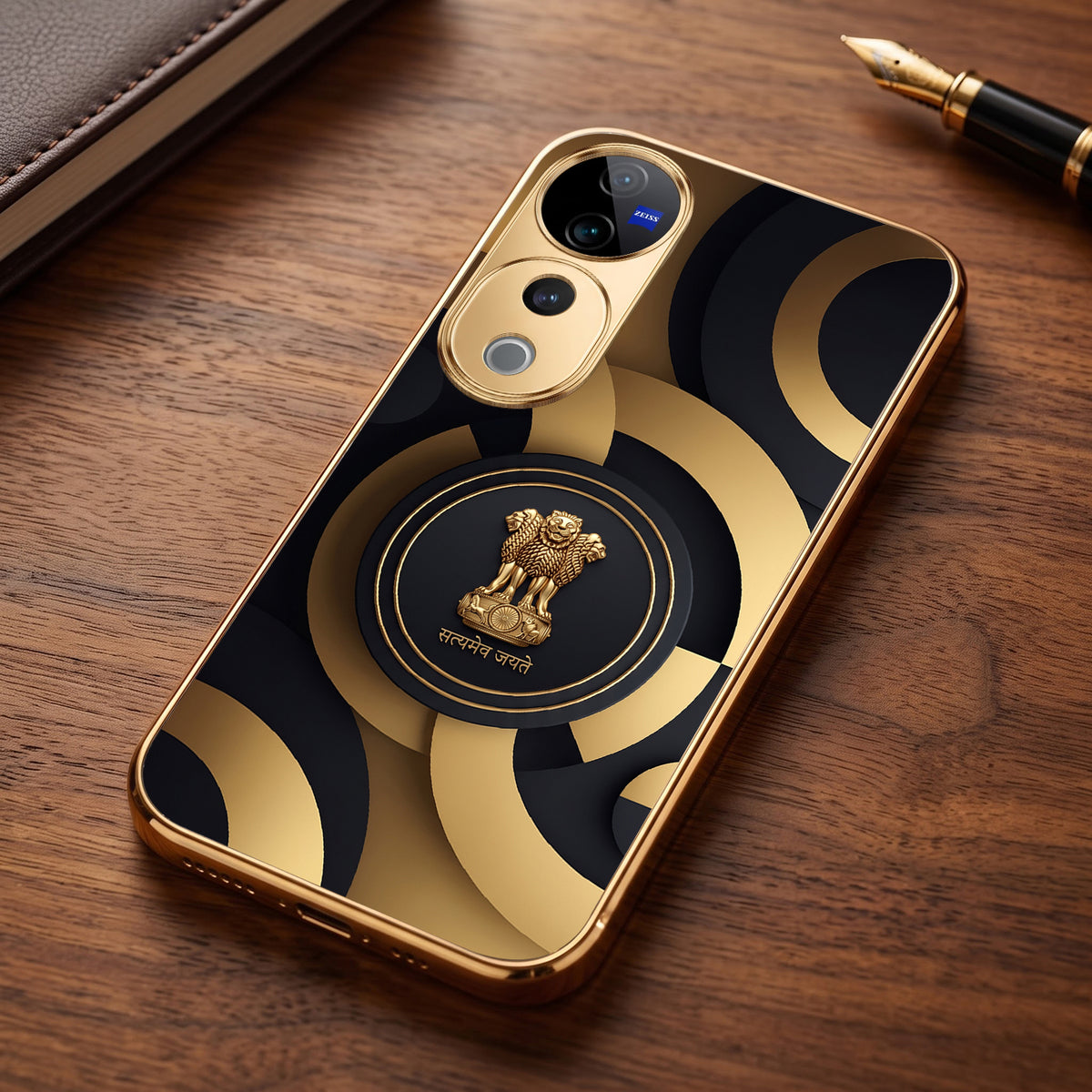 Vivo V40 Pro 5G Royal Emblem Gold Electroplated Glass Phone Back Case