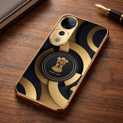 Vivo V40 Pro 5G Royal Emblem Gold Electroplated Glass Phone Back Case
