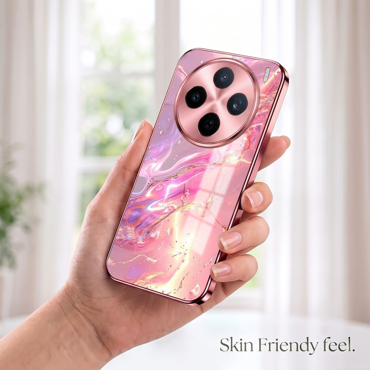 Vivo X200T 5G Pearl Aurora Pink Electroplated Glass Phone Back Case