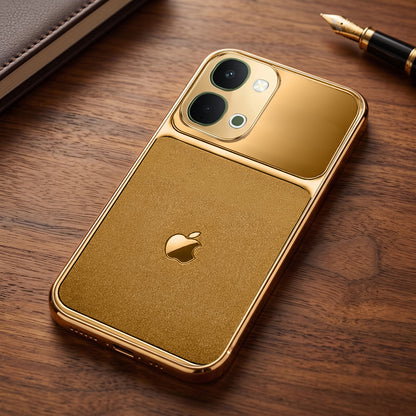Vivo T5x 5G Royal Touch Apple Gold Electroplated Glass Phone Back Case