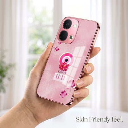 Vivo T5x 5G Luxury Radhe Radhe 11:11 Pink Electroplated Glass Phone Back Case