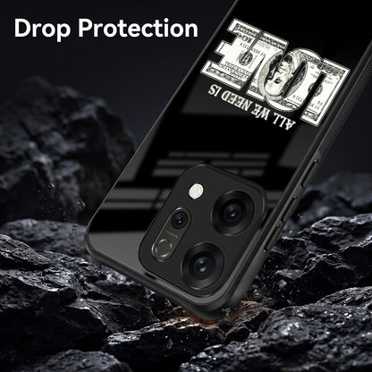 Oppo Reno 14 5G Premium Acrylic Shockproof Glass Back Case (Money Love)