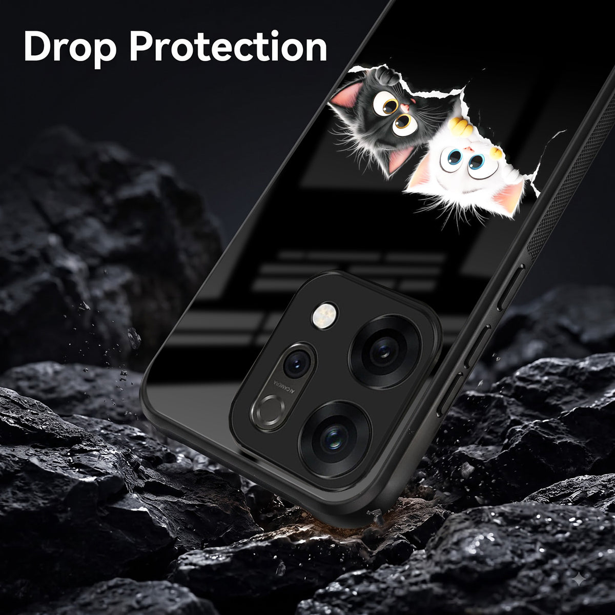 Oppo Reno 14 5G Premium Acrylic Shockproof Glass Back Case (Cute Paws)