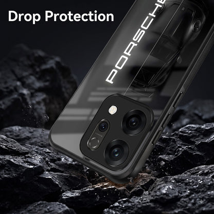 Oppo Reno 14 5G Premium Acrylic Shockproof Glass Back Case (Black Porsche)