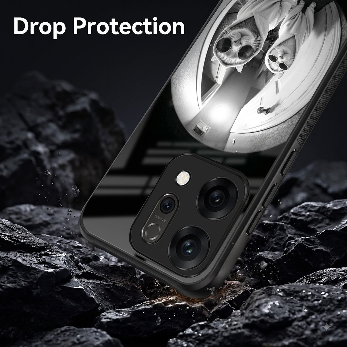 Oppo Reno 14 5G Premium Acrylic Shockproof Glass Back Case (Purrfect Duo)