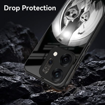 Oppo Reno 14 5G Premium Acrylic Shockproof Glass Back Case (Purrfect Duo)