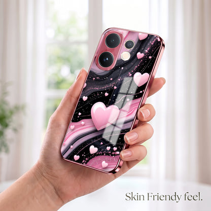 Vivo V60 5G Love Sparkle Pink Electroplated Glass Phone Back Case