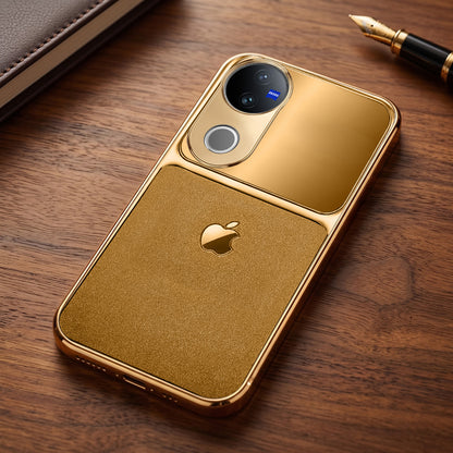 Vivo V50 5G Royal Touch Apple Gold Electroplated Glass Phone Back Case