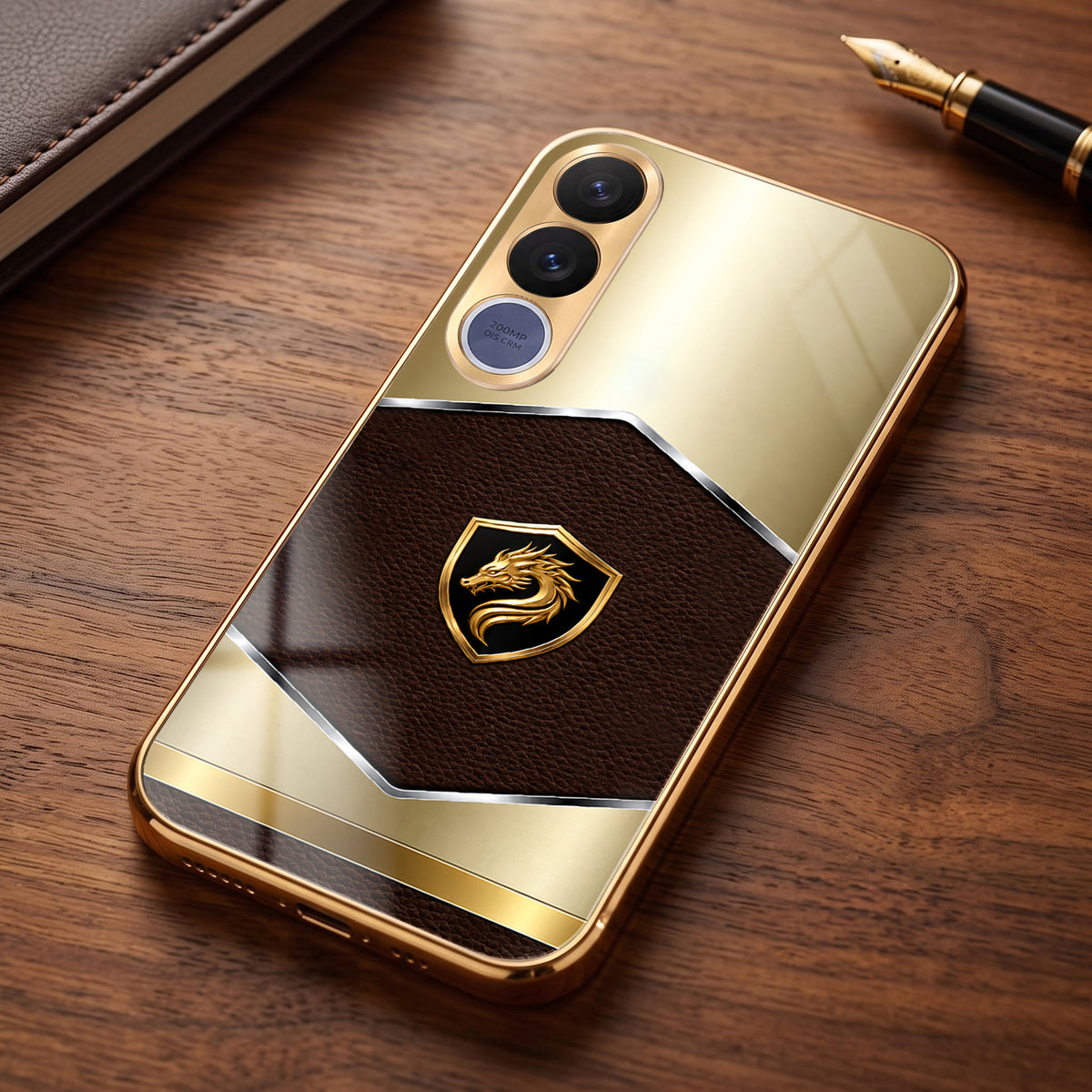 Vivo V70 FE 5G Dragon Crest Gold Electroplated Glass Phone Back Case