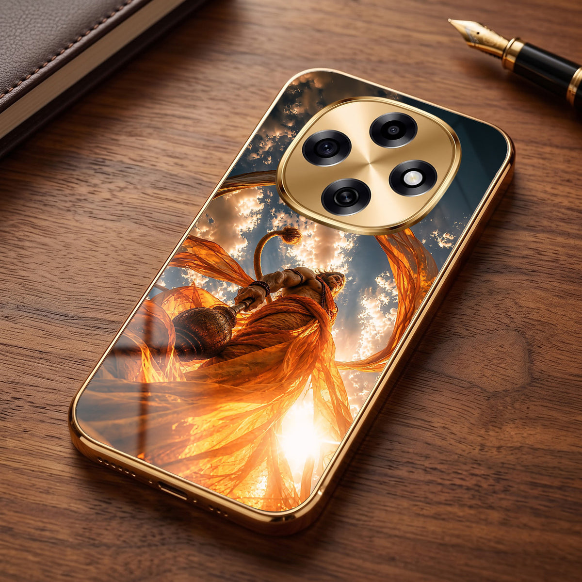 OPPO F31 Pro 5G Divine Hanuman Gold Electroplated Glass Phone Back Case
