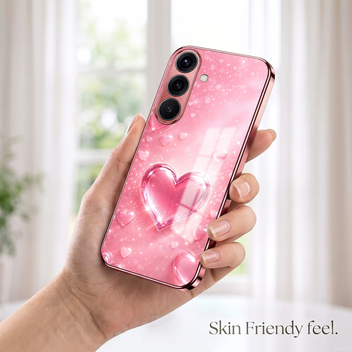 Samsung Galaxy A36 5G Luxury 3D Jelly Heart Pink Electroplated Glass Phone Back Case