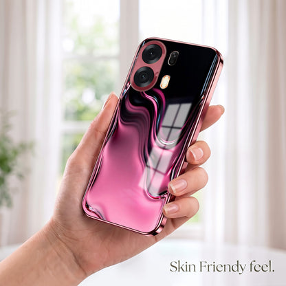 Oppo K14 Plus 5G Liquid Wave Pink Electroplated Glass Phone Back Case