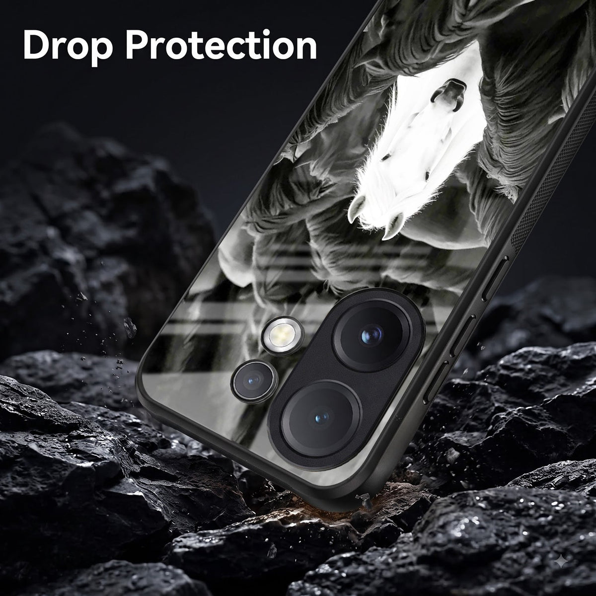 Vivo V60 5G Premium Acrylic Shockproof Glass Back Case (Mystic Stallion)