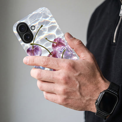 iPhone 16 5G Purple Transparent Cherry Protective Case