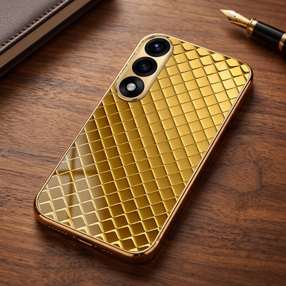 Oneplus Nord 5 5G Golden Criss Cross Gold Electroplated Glass Phone Back Case