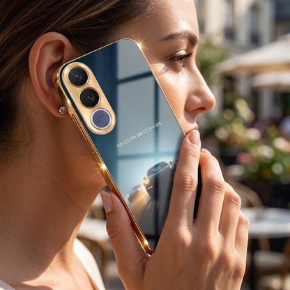 Vivo V70 FE 5G Porsche Luxury Gold Electroplated Glass Phone Back Case
