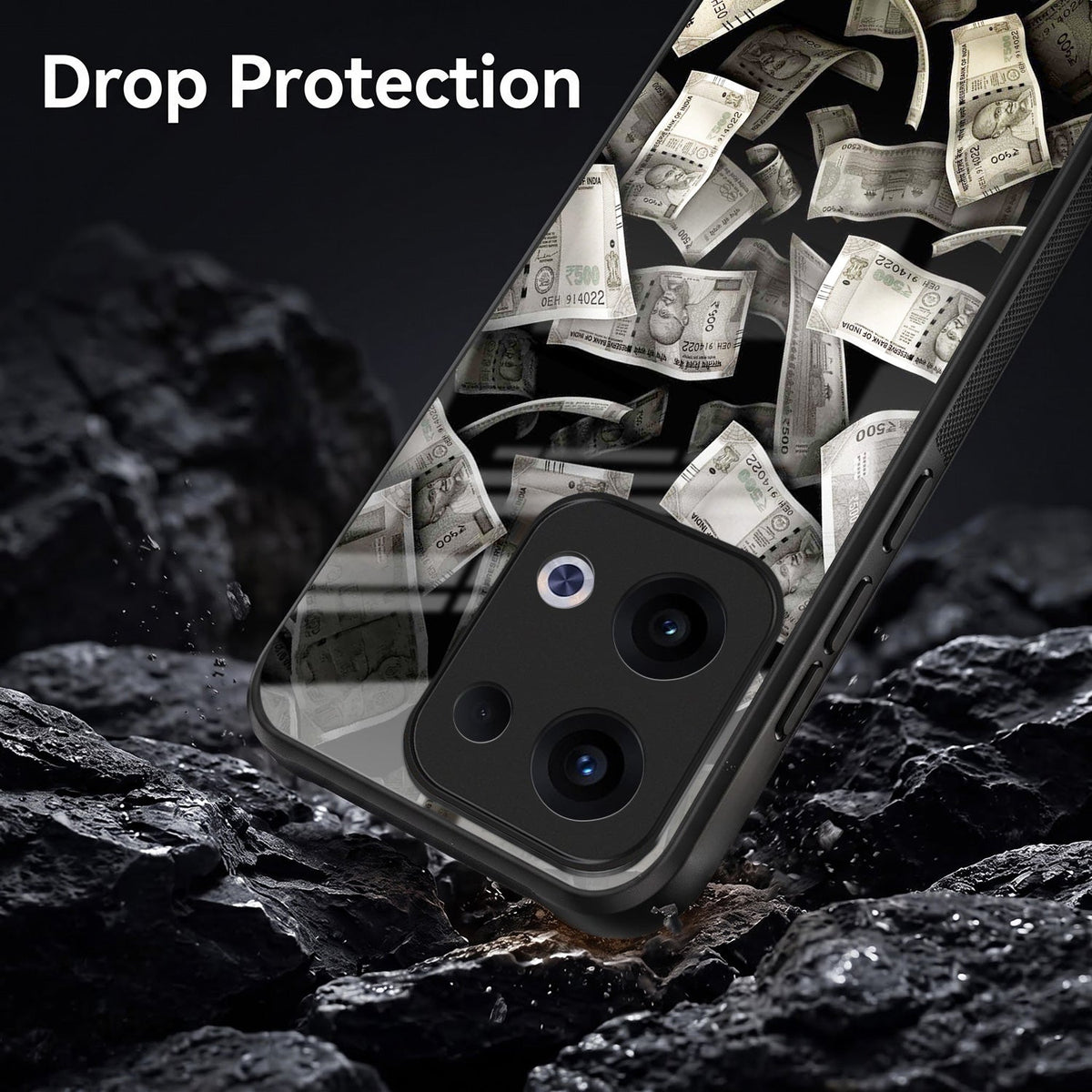 Oppo Reno 13 5G Premium Acrylic Shockproof Glass Back Case (Money Magnet)