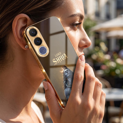Vivo V70 FE 5G Lord Shiva Gold Electroplated Glass Phone Back Case