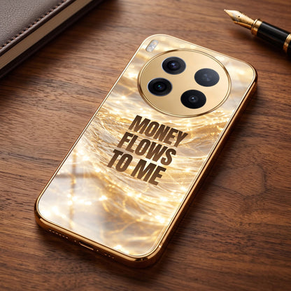 Vivo X300 Pro 5G Money Flows To Me Gold Electroplated Glass Phone Back Case