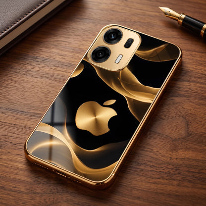Oppo K14 Plus 5G Luxury Wave Gold Electroplated Glass Phone Back Case