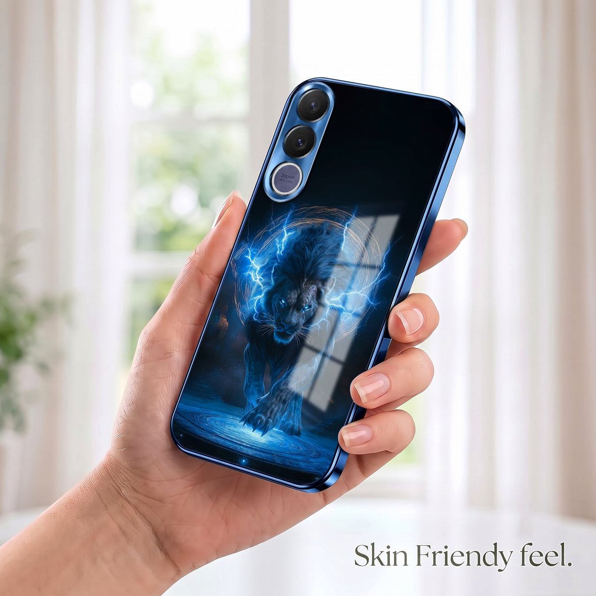 Vivo V70 FE 5G Thunder Titan Lion Blue Electroplated Glass Phone Back Case