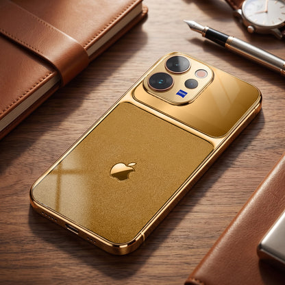Vivo V70 5G Royal Touch Apple Gold Electroplated Glass Phone Back Case