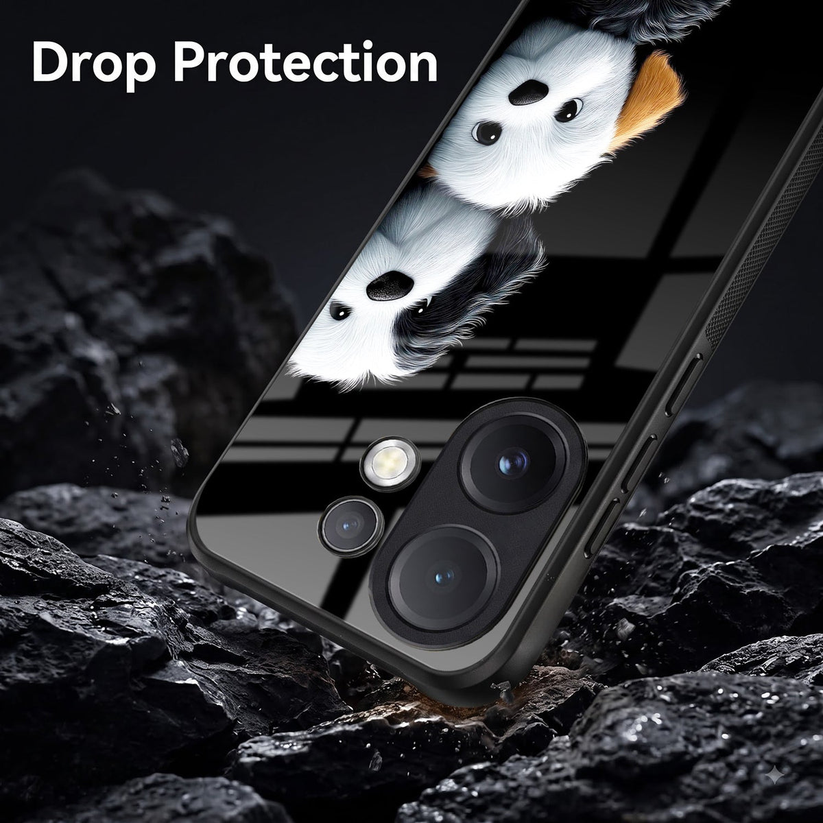 Vivo V60 5G Premium Acrylic Shockproof Glass Back Case (Fluffy Puppies)