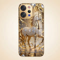 Vivo V70 5G Luxury Horse Texture Gold Electroplated Glass Phone Back Case