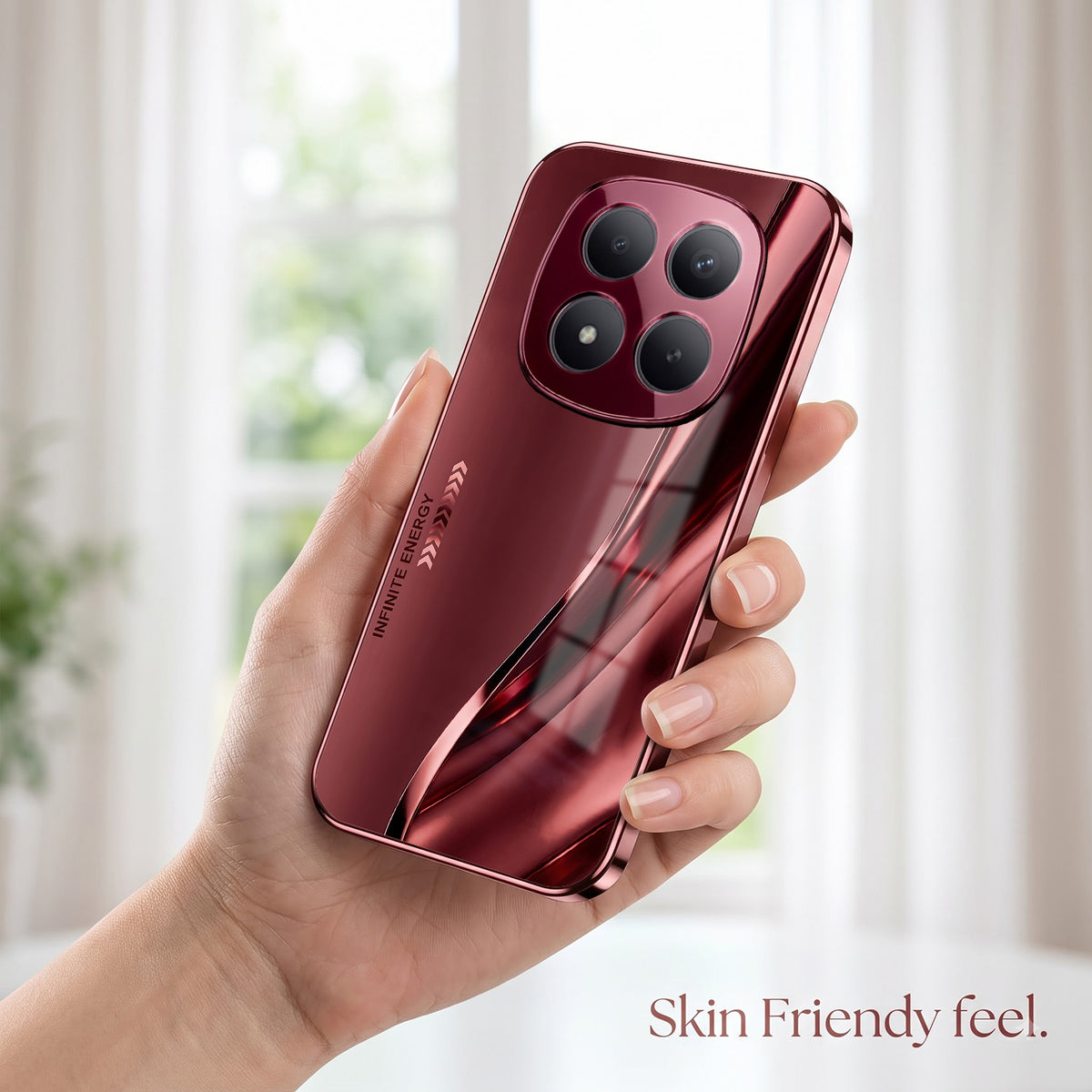 Redmi Note 15 Pro Plus 5G Infinity Energy Burgundy Electroplated Glass Back Case