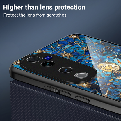 Vivo V40 Pro 5G Premium Acrylic Shockproof Glass Back Case (Sun-Moon)
