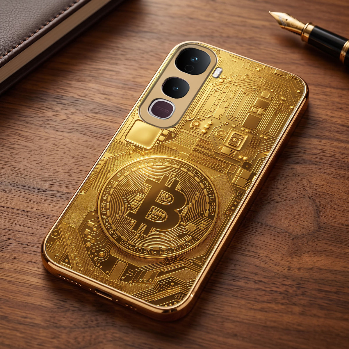 Vivo Y400 Pro 5G Bitcoin Gold Electroplated Glass Phone Back Case