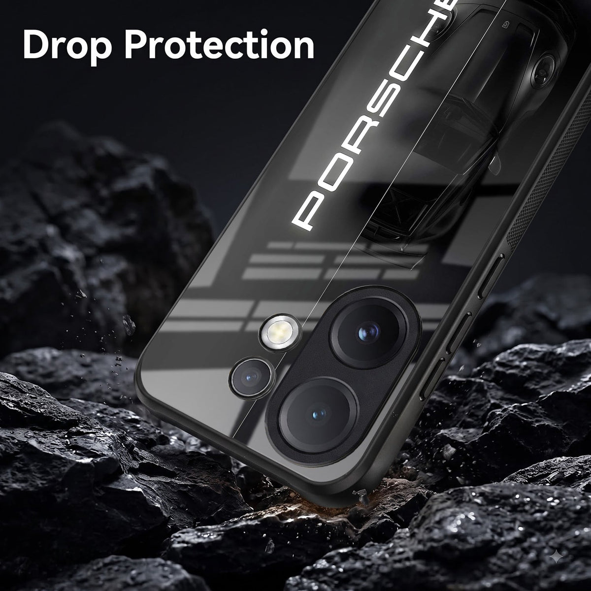 Vivo V60 5G Premium Acrylic Shockproof Glass Back Case (Black Porsche)