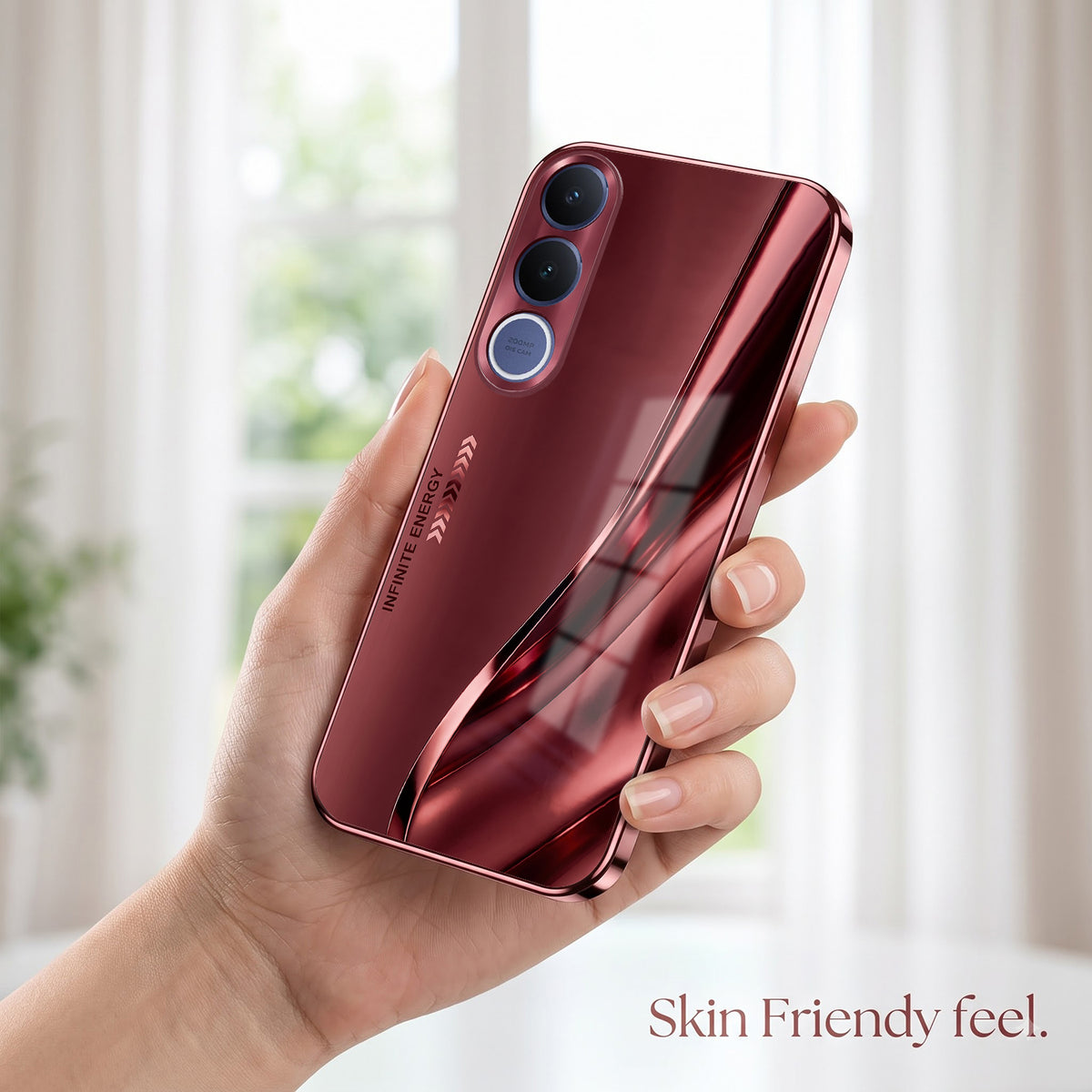 Vivo V70 FE 5G Infinity Energy Burgundy Electroplated Glass Back Case