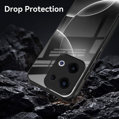 Oppo Reno 13 5G Premium Acrylic Shockproof Glass Back Case (Black Wave)