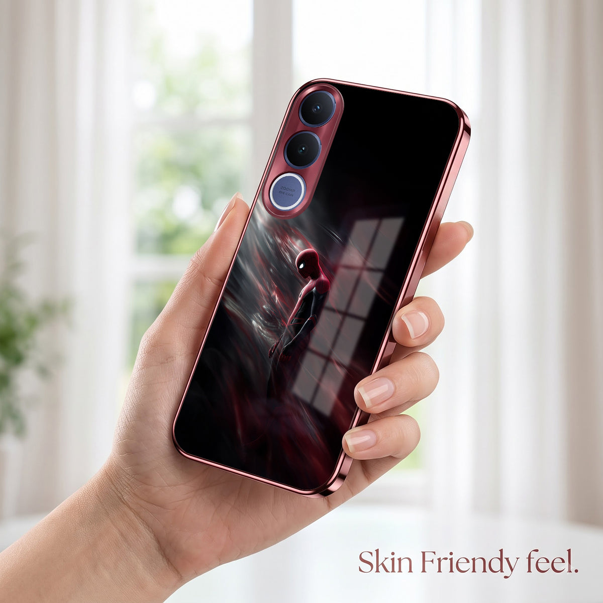 Vivo V70 FE 5G Crimson Spider Burgundy Electroplated Glass Back Case