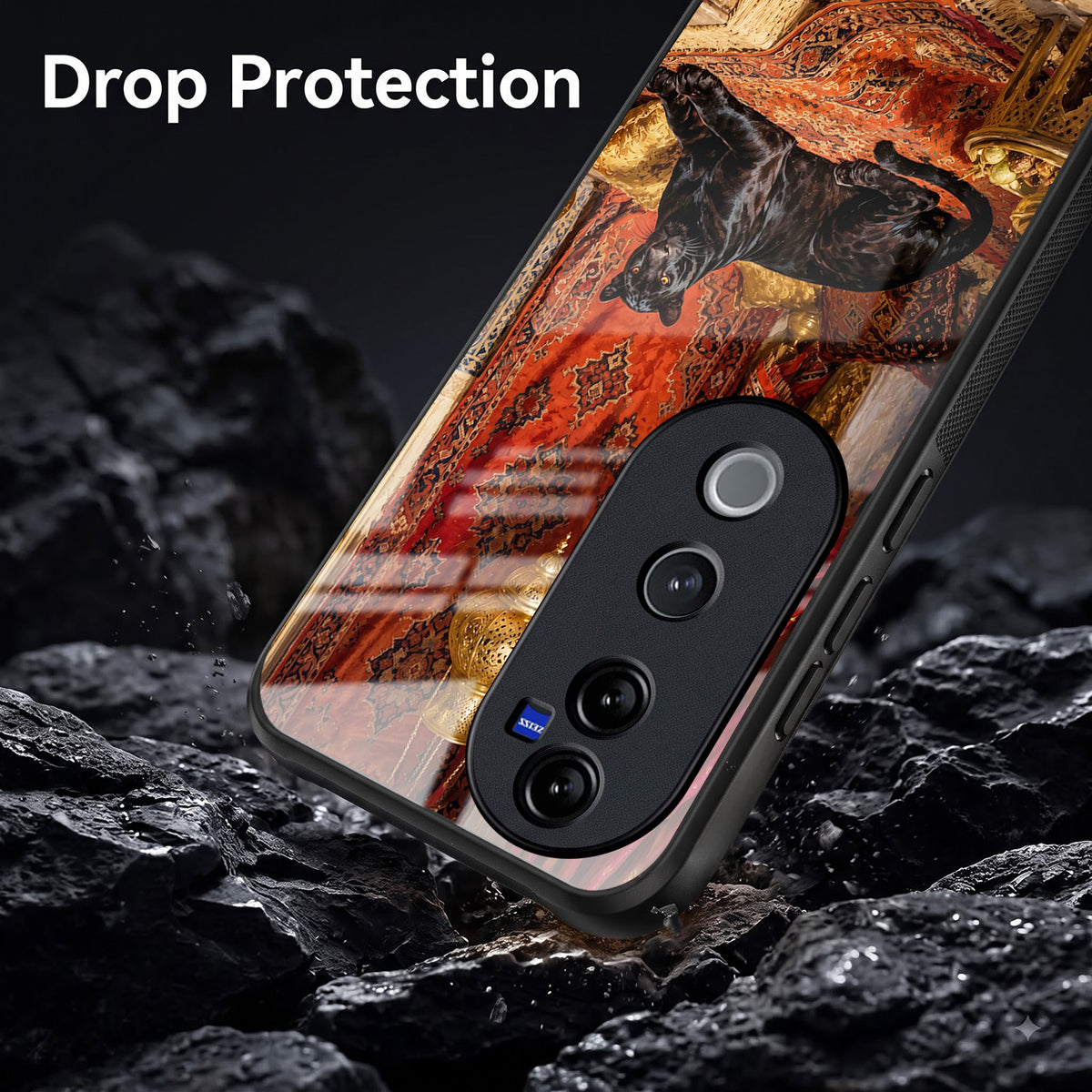 Vivo V40 Pro 5G Royal Black Panther Acrylic Glass Back Case
