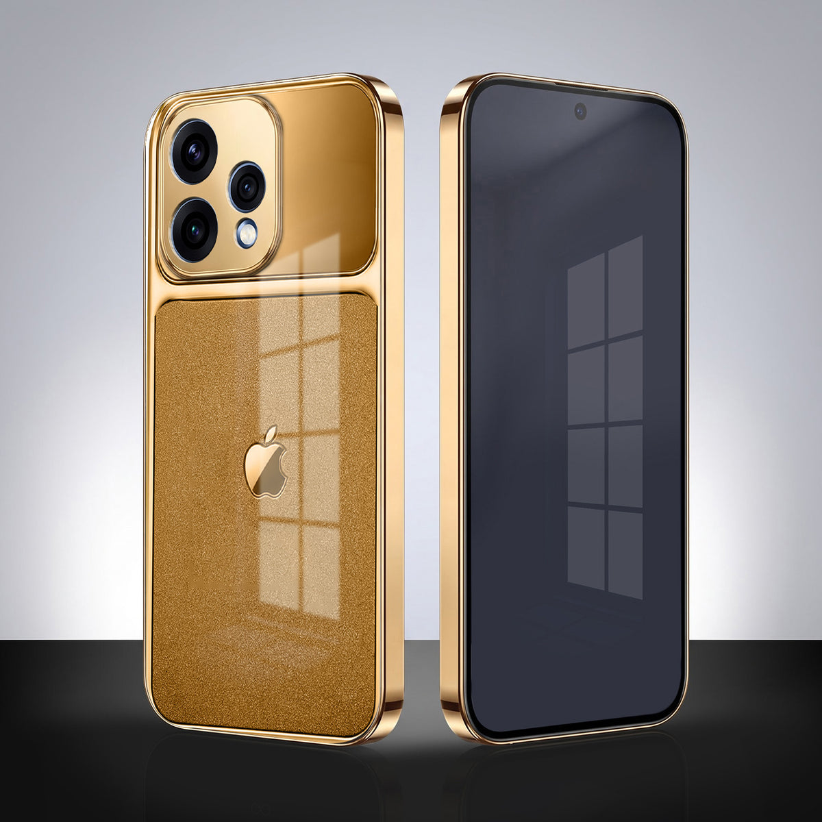 Oppo Reno 15 5G Royal Touch Apple Gold Electroplated Glass Phone Back Case